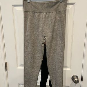 Gymshark flex khaki marl/taupe leggings with pink lettering